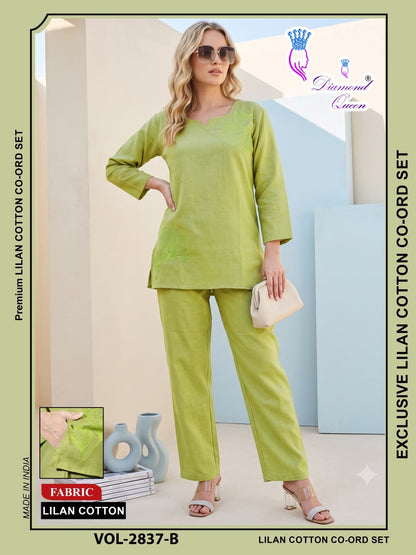 Vol 2837 Lilan Diamond Queen Cotton Co Ord Set Wholesale