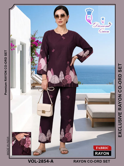 Vol 2849-2854 Diamond Queen Rayon 22Kg Co Ord Set Wholesale Price