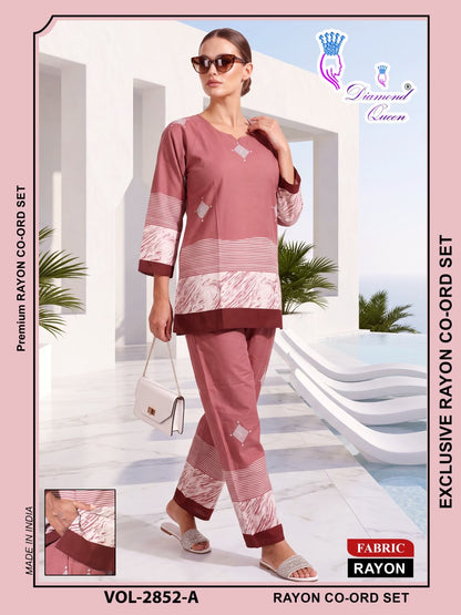 Vol 2849-2854 Diamond Queen Rayon 22Kg Co Ord Set Wholesale Price