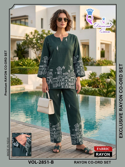Vol 2849-2854 Diamond Queen Rayon 22Kg Co Ord Set Wholesale Price