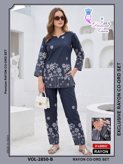 Vol 2849-2854 Diamond Queen Rayon 22Kg Co Ord Set Wholesale Price