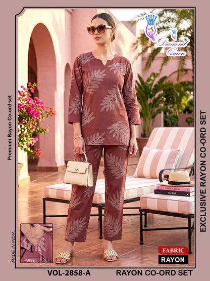Vol 2855-2863 Diamond Queen Rayon 22Kg Co Ord Set Manufacturer Gujarat