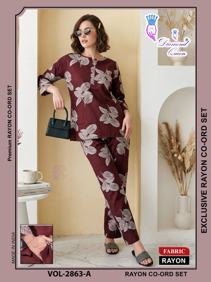 Vol 2855-2863 Diamond Queen Rayon 22Kg Co Ord Set Manufacturer Gujarat