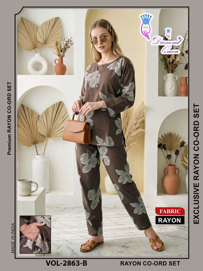 Vol 2855-2863 Diamond Queen Rayon 22Kg Co Ord Set Manufacturer Gujarat