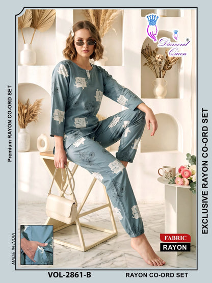 Vol 2855-2863 Diamond Queen Rayon 22Kg Co Ord Set Manufacturer Gujarat