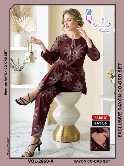 Vol 2855-2863 Diamond Queen Rayon 22Kg Co Ord Set Manufacturer Gujarat