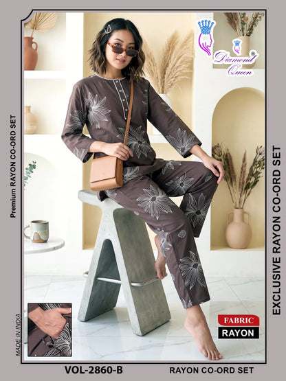 Vol 2855-2863 Diamond Queen Rayon 22Kg Co Ord Set Manufacturer Gujarat