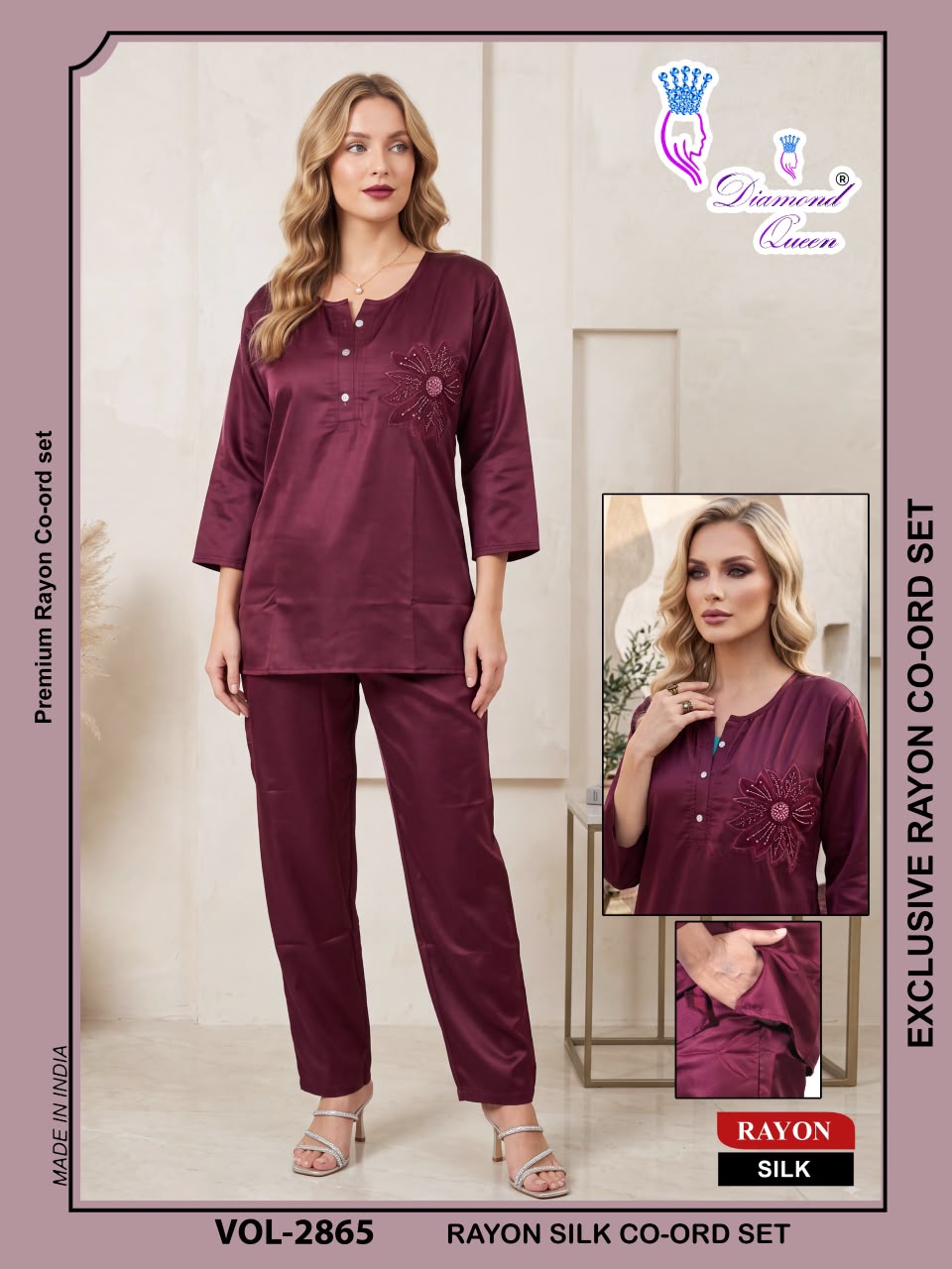Vol 2864-2869 Diamond Queen Rayon Silk Co Ord Set Supplier Ahmedabad