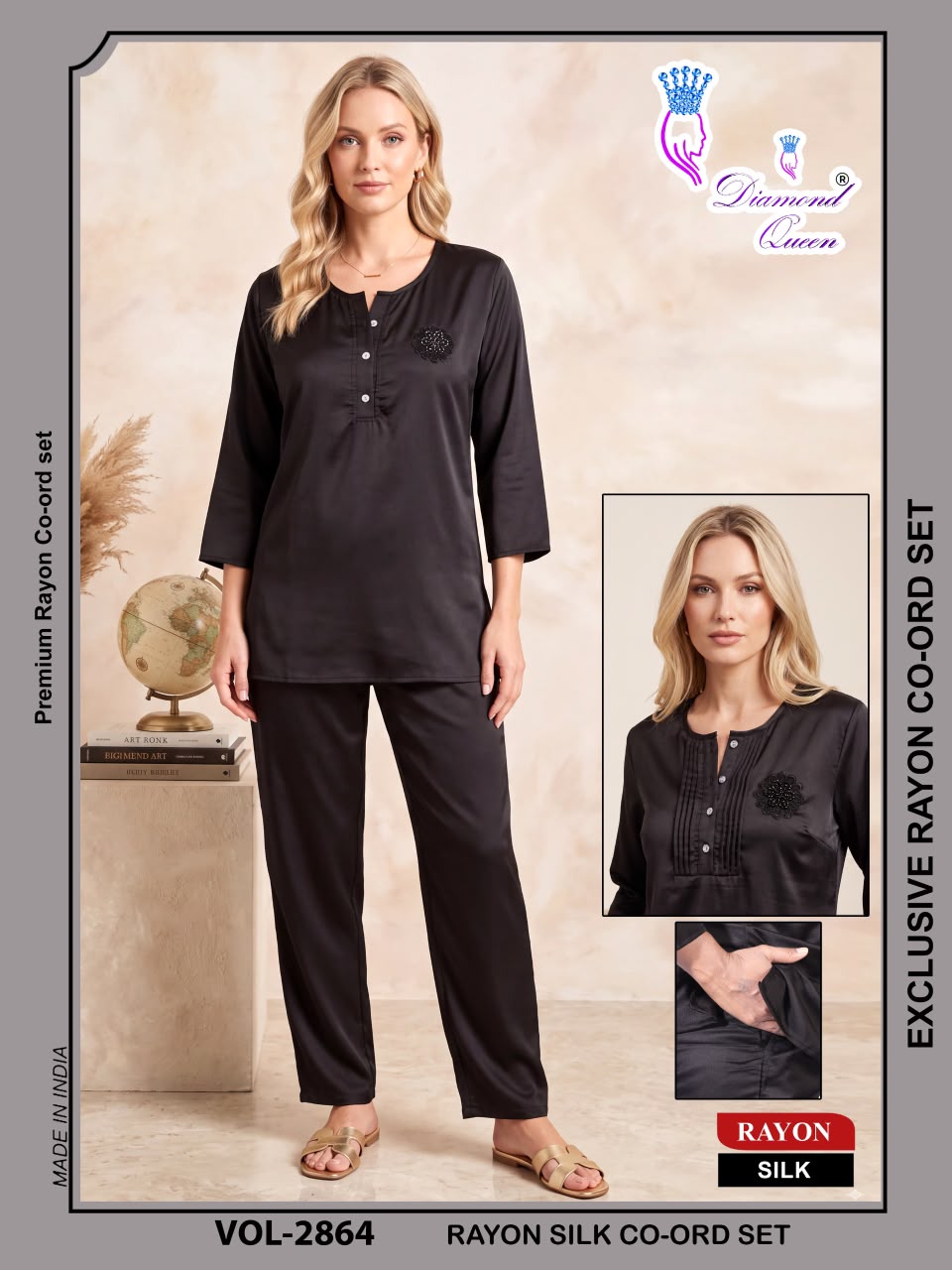 Vol 2864-2869 Diamond Queen Rayon Silk Co Ord Set Supplier Ahmedabad