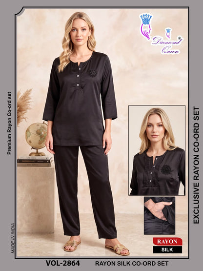Vol 2864-2869 Diamond Queen Rayon Silk Co Ord Set Supplier Ahmedabad