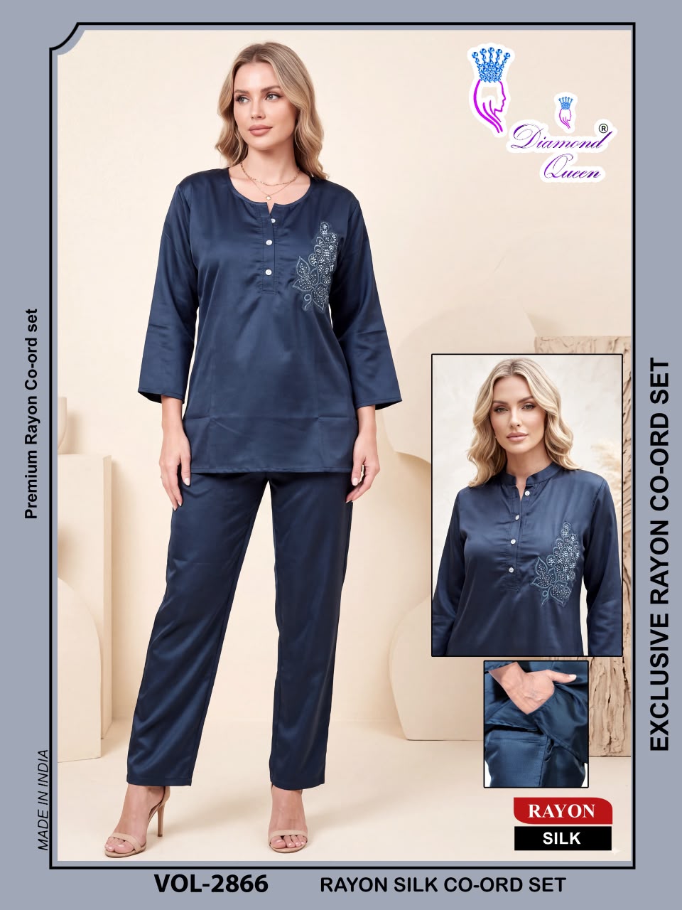 Vol 2864-2869 Diamond Queen Rayon Silk Co Ord Set Supplier Ahmedabad