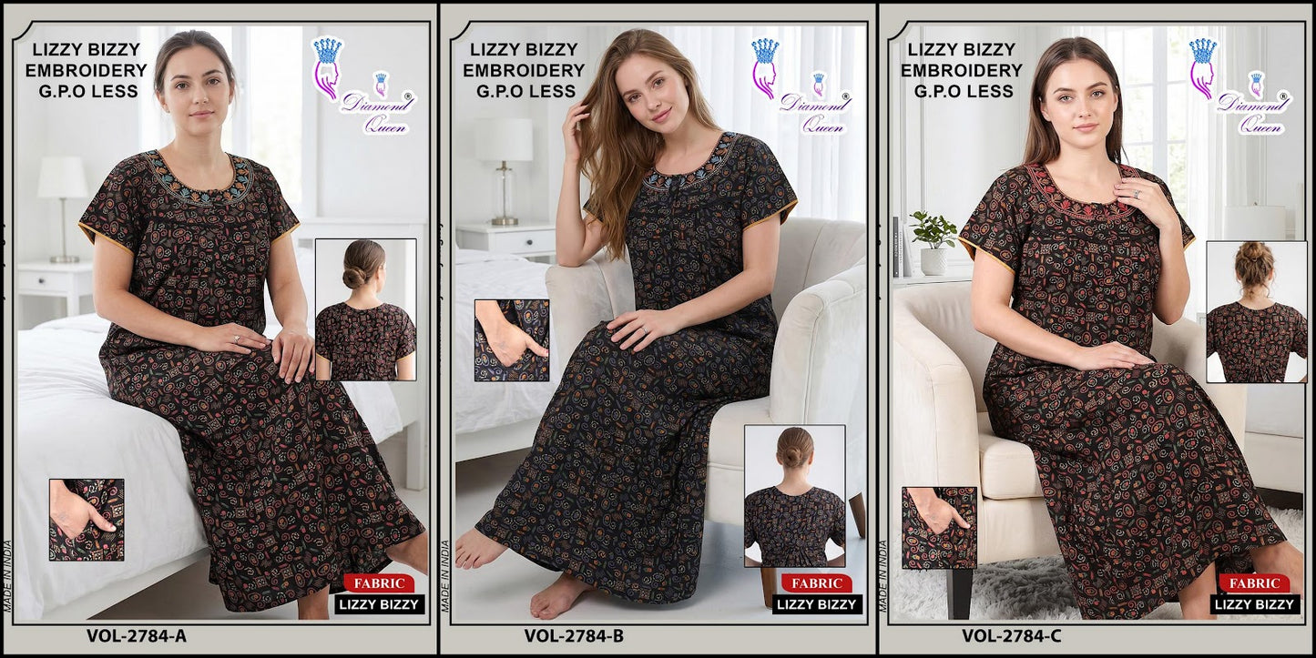 Vol 2870-2784 Diamond Queen Lizzy Bizzy Night Gowns Exporter Ahmedabad