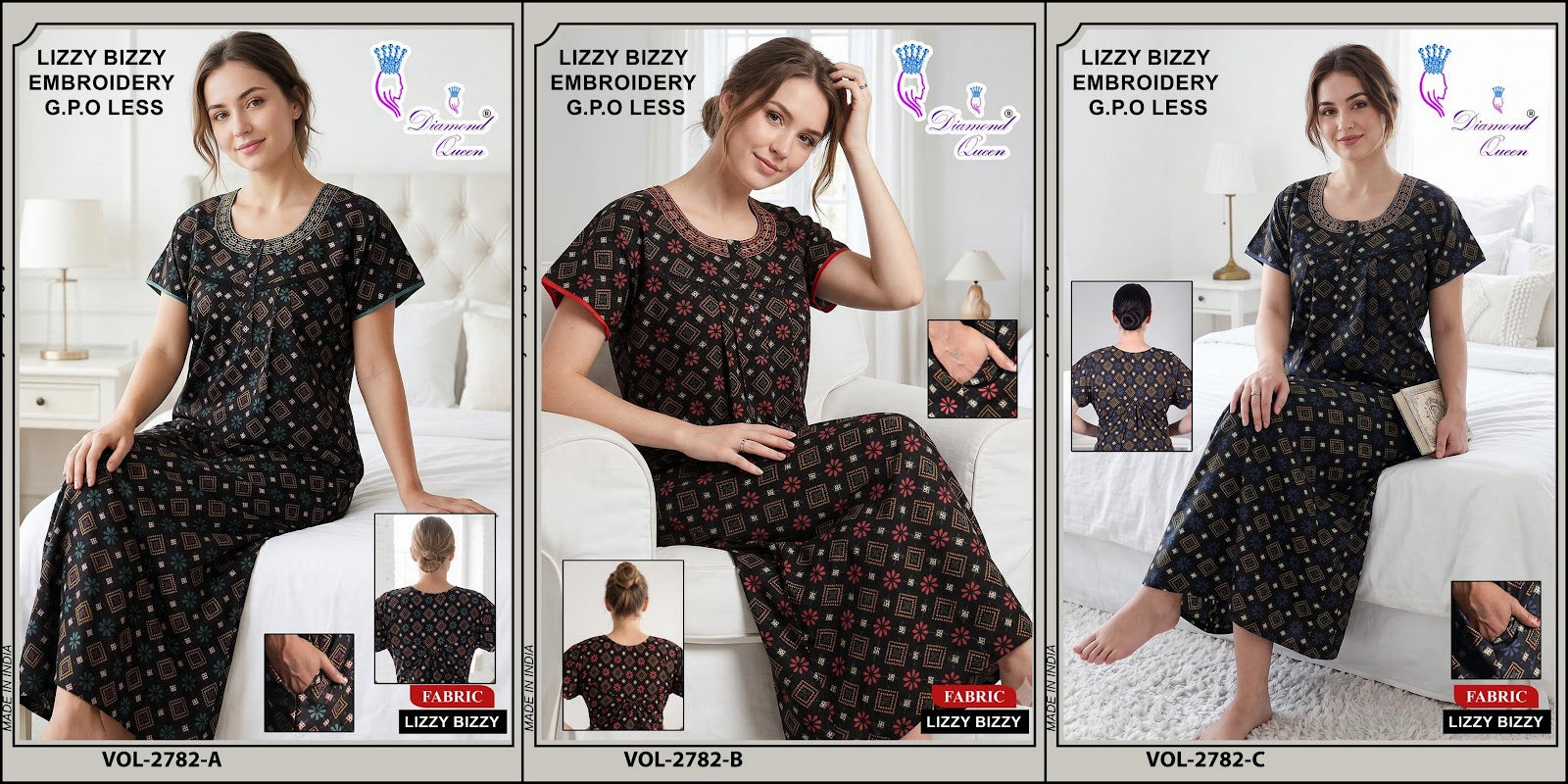 Vol 2870-2784 Diamond Queen Lizzy Bizzy Night Gowns Exporter Ahmedabad