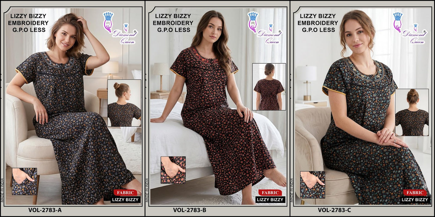 Vol 2870-2784 Diamond Queen Lizzy Bizzy Night Gowns Exporter Ahmedabad