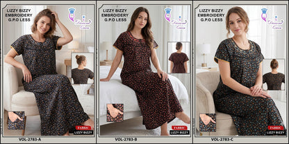 Vol 2870-2784 Diamond Queen Lizzy Bizzy Night Gowns Exporter Ahmedabad