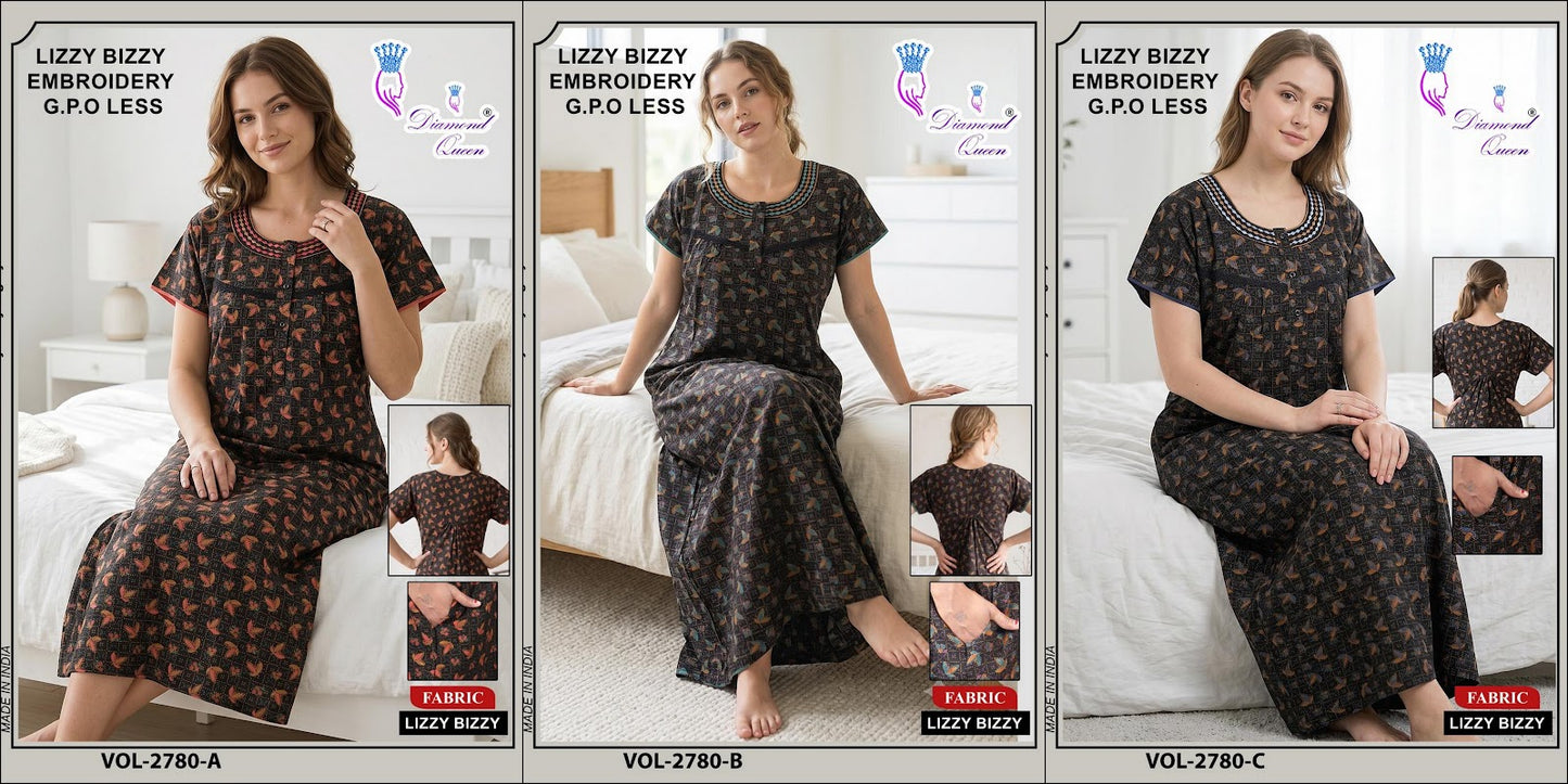 Vol 2870-2784 Diamond Queen Lizzy Bizzy Night Gowns Exporter Ahmedabad