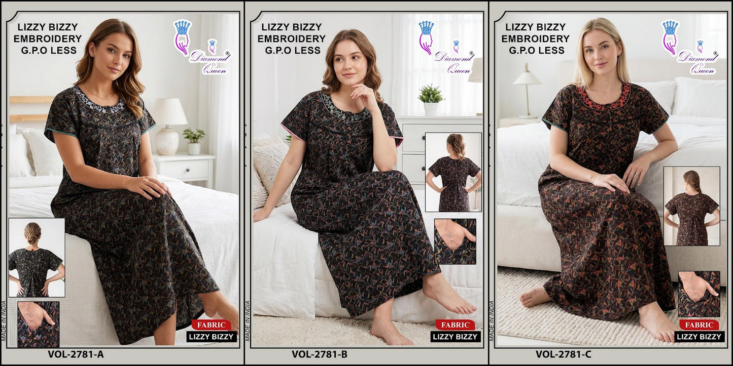 Vol 2870-2784 Diamond Queen Lizzy Bizzy Night Gowns Exporter Ahmedabad