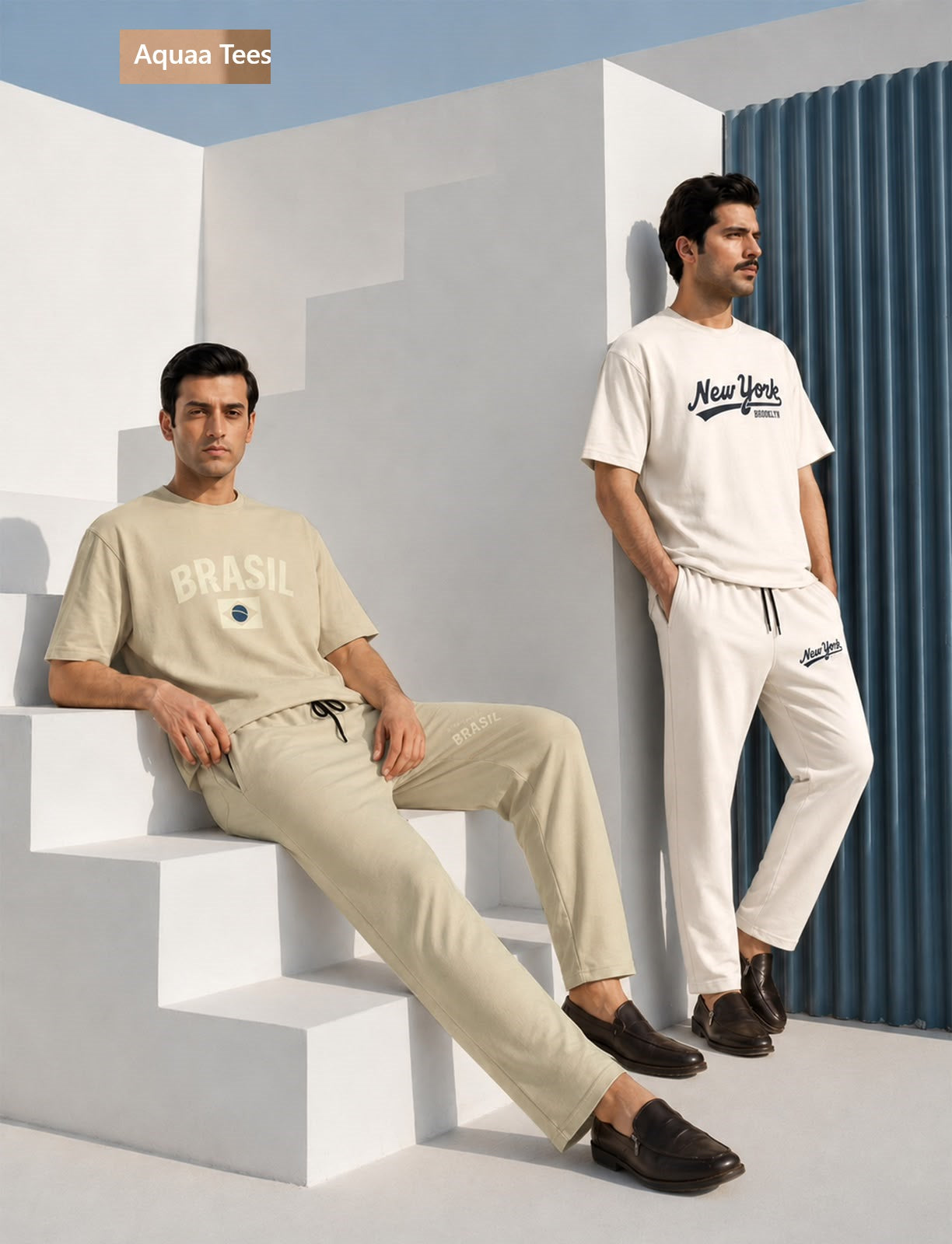 Vol 289 Drop Shoulder Aquaa Tees Imported Mens Co Ord Set Wholesale Price