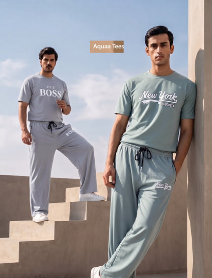 Vol 289 Drop Shoulder Aquaa Tees Imported Mens Co Ord Set Wholesale Price