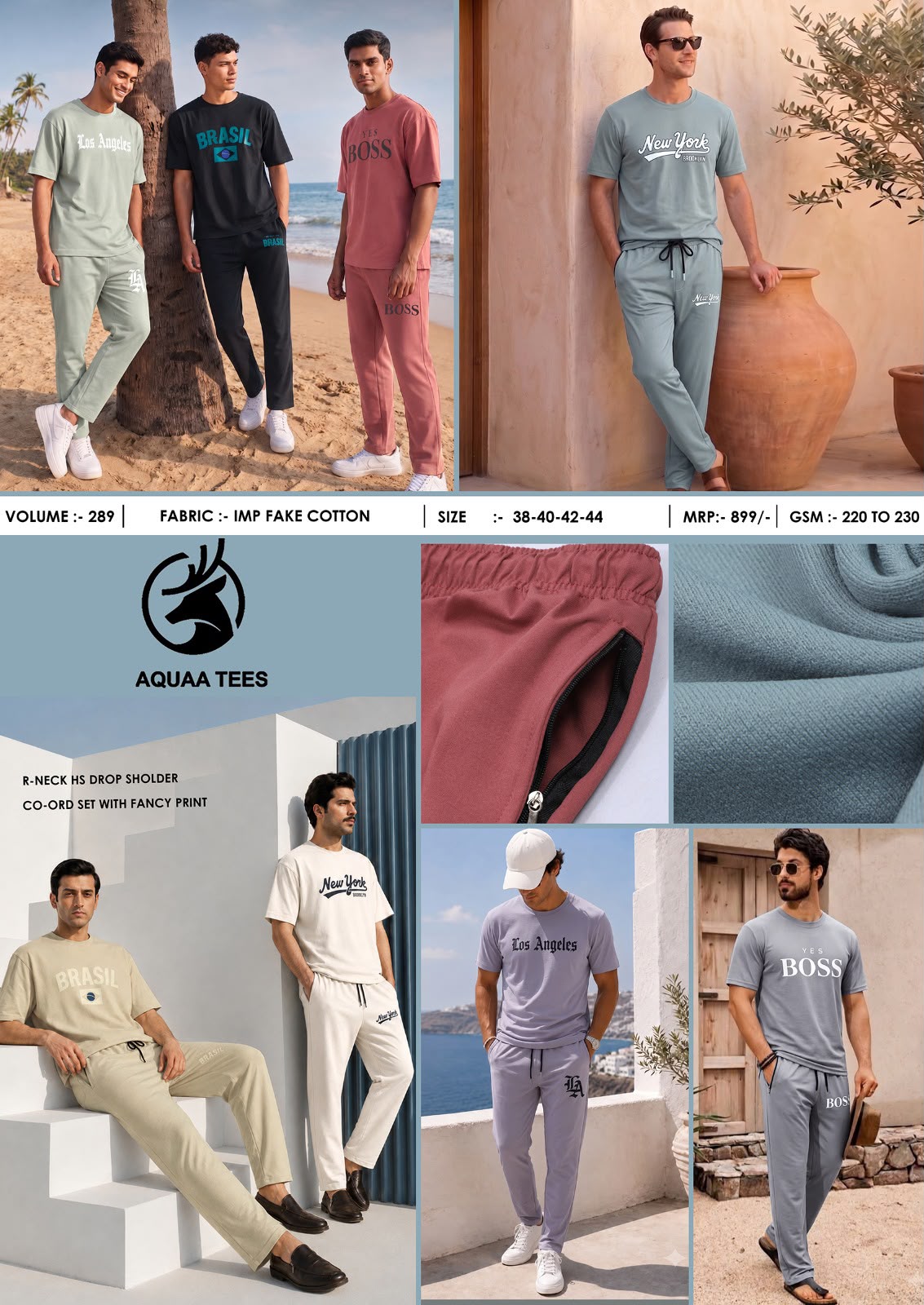 Vol 289 Drop Shoulder Aquaa Tees Imported Mens Co Ord Set Wholesale Price