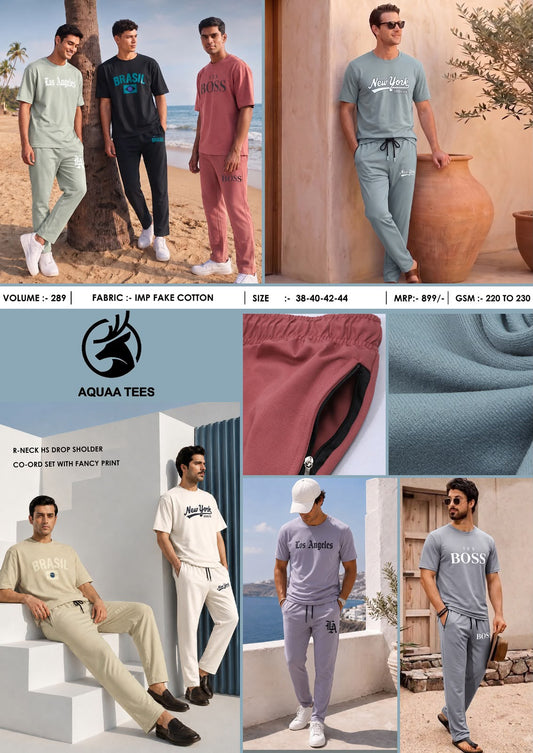 Vol 289 Drop Shoulder Aquaa Tees Imported Mens Co Ord Set Wholesale Price