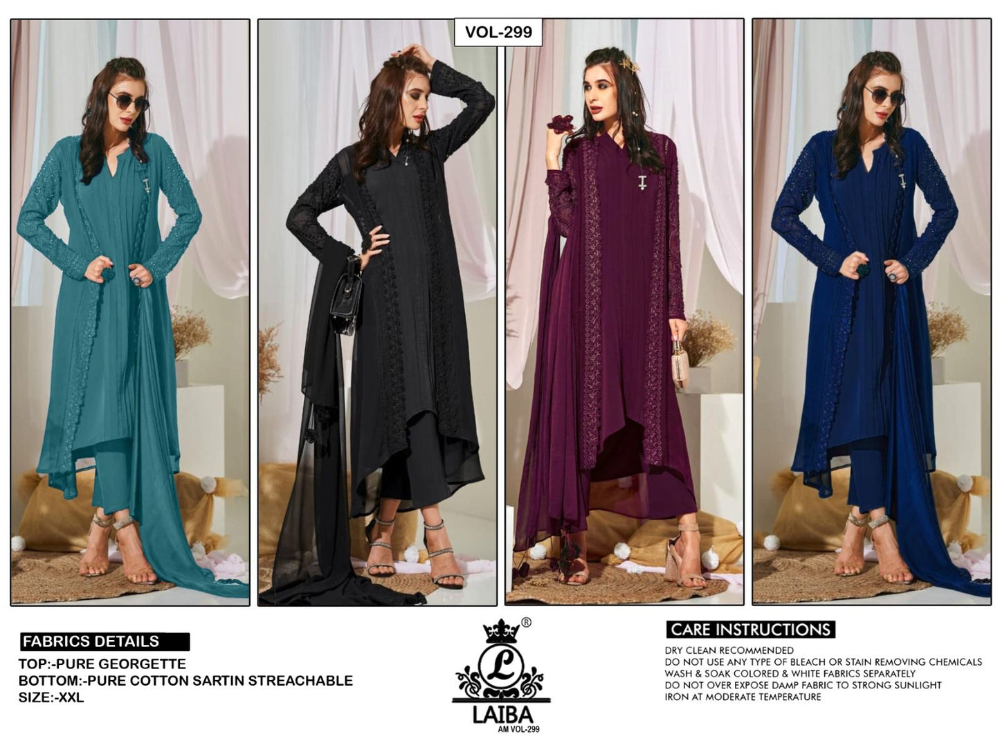 Vol 299 Laiba Georgette Pakistani Readymade Suits Manufacturer Gujarat