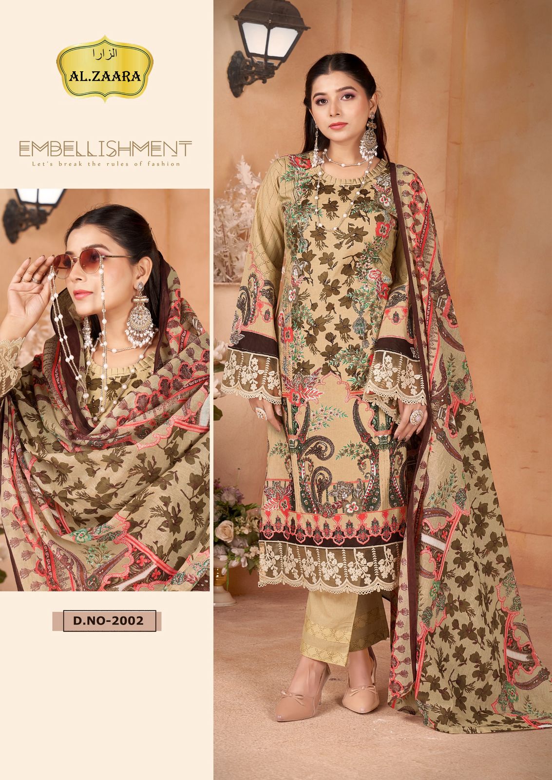 Vol 2 Luxury Heavy Lawn Collection Al Zaara Cotton Karachi Readymade Suits Wholesaler India