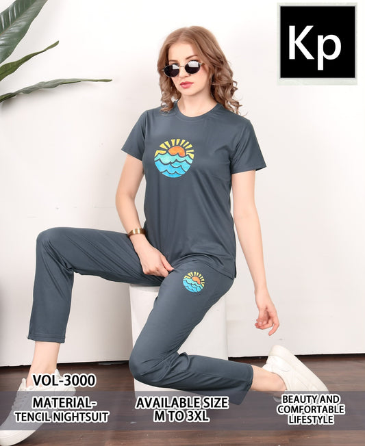 Vol 3000 Kp Tencil Pyjama Night Suits Wholesaler Ahmedabad