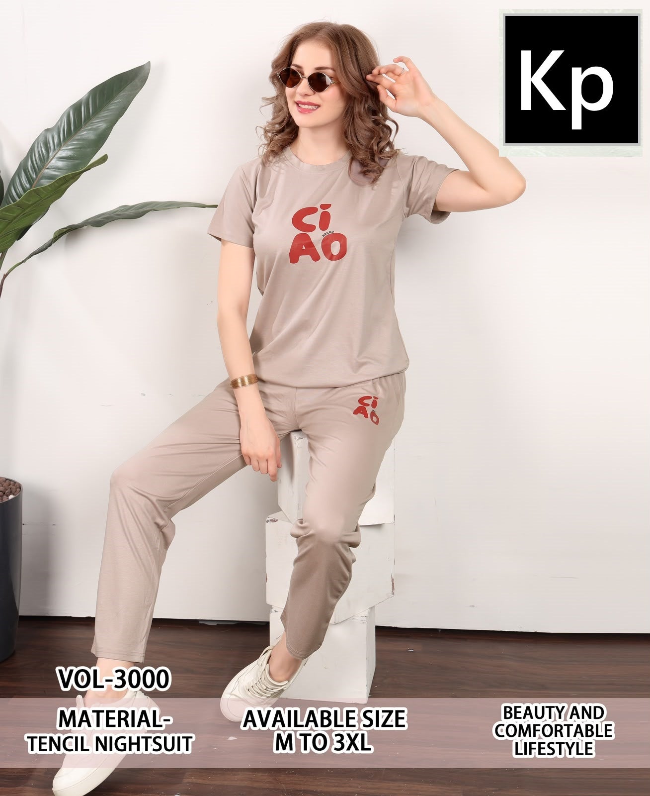 Vol 3000 Kp Tencil Pyjama Night Suits Wholesaler Ahmedabad