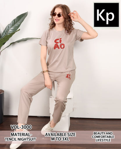 Vol 3000 Kp Tencil Pyjama Night Suits Wholesaler Ahmedabad