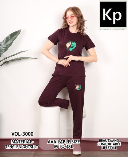 Vol 3000 Kp Tencil Pyjama Night Suits Wholesaler Ahmedabad