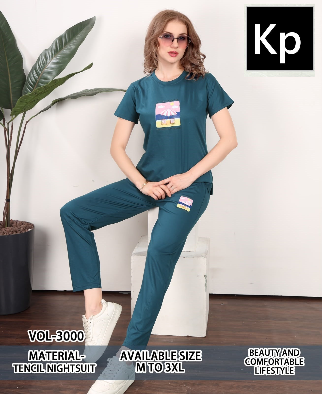 Vol 3000 Kp Tencil Pyjama Night Suits Wholesaler Ahmedabad