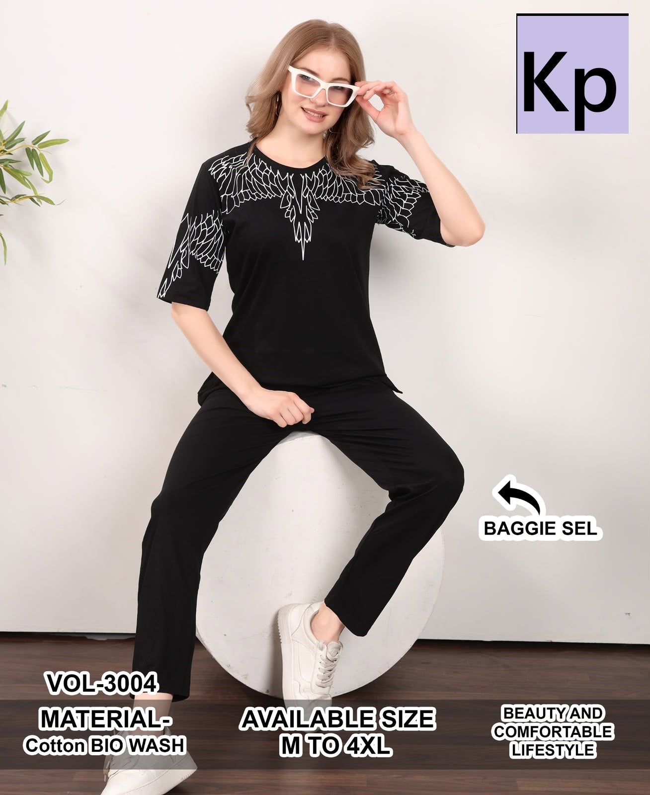 Vol 3004 Kp Cotton Biowashed Pyjama Night Suits Wholesale