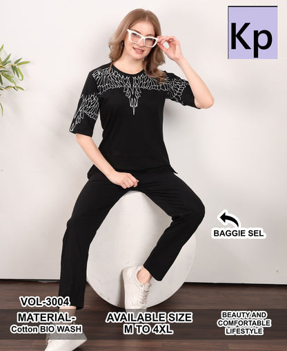 Vol 3004 Kp Cotton Biowashed Pyjama Night Suits Wholesale