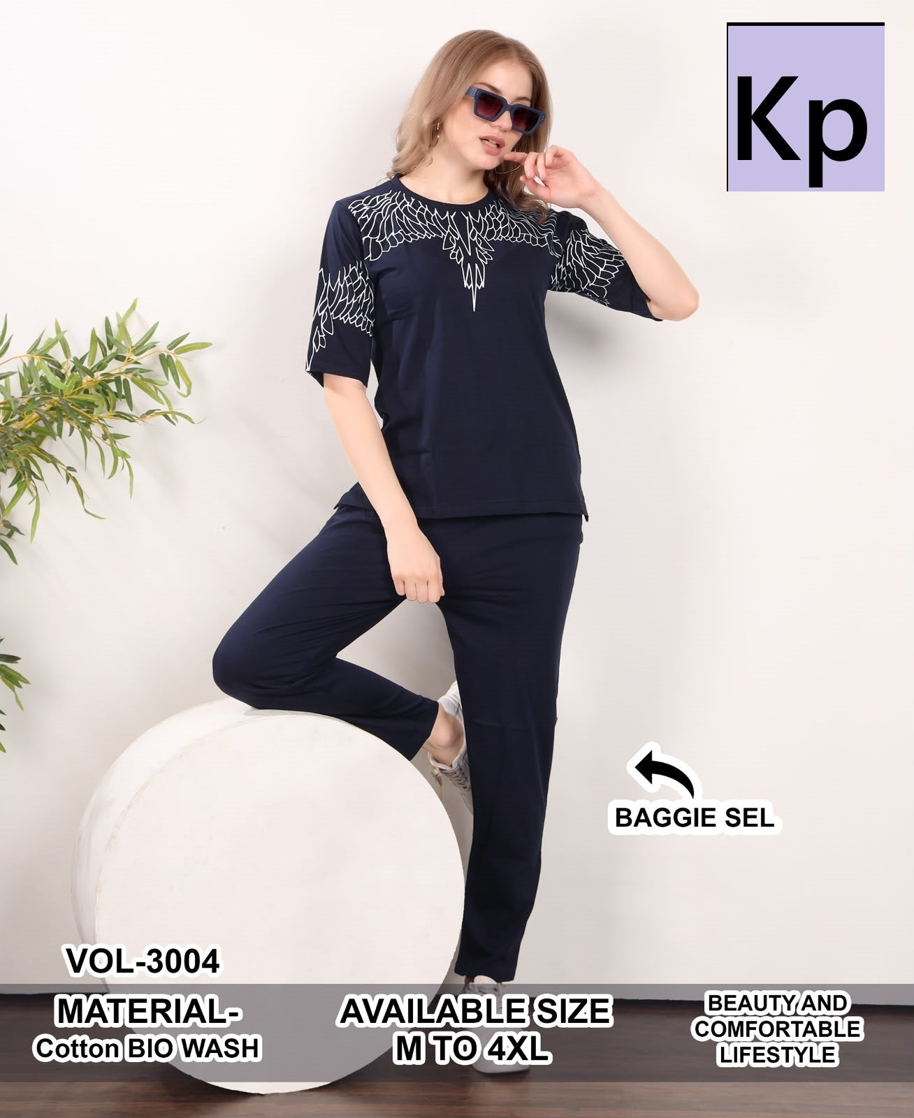 Vol 3004 Kp Cotton Biowashed Pyjama Night Suits Wholesale