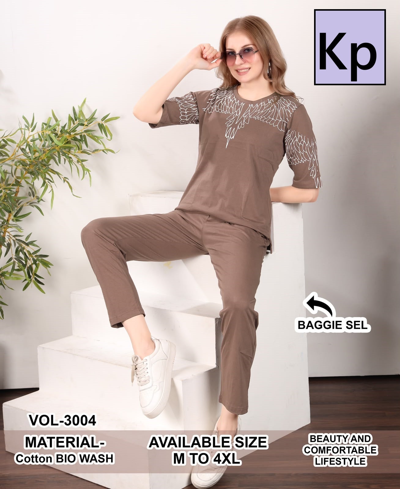 Vol 3004 Kp Cotton Biowashed Pyjama Night Suits Wholesale