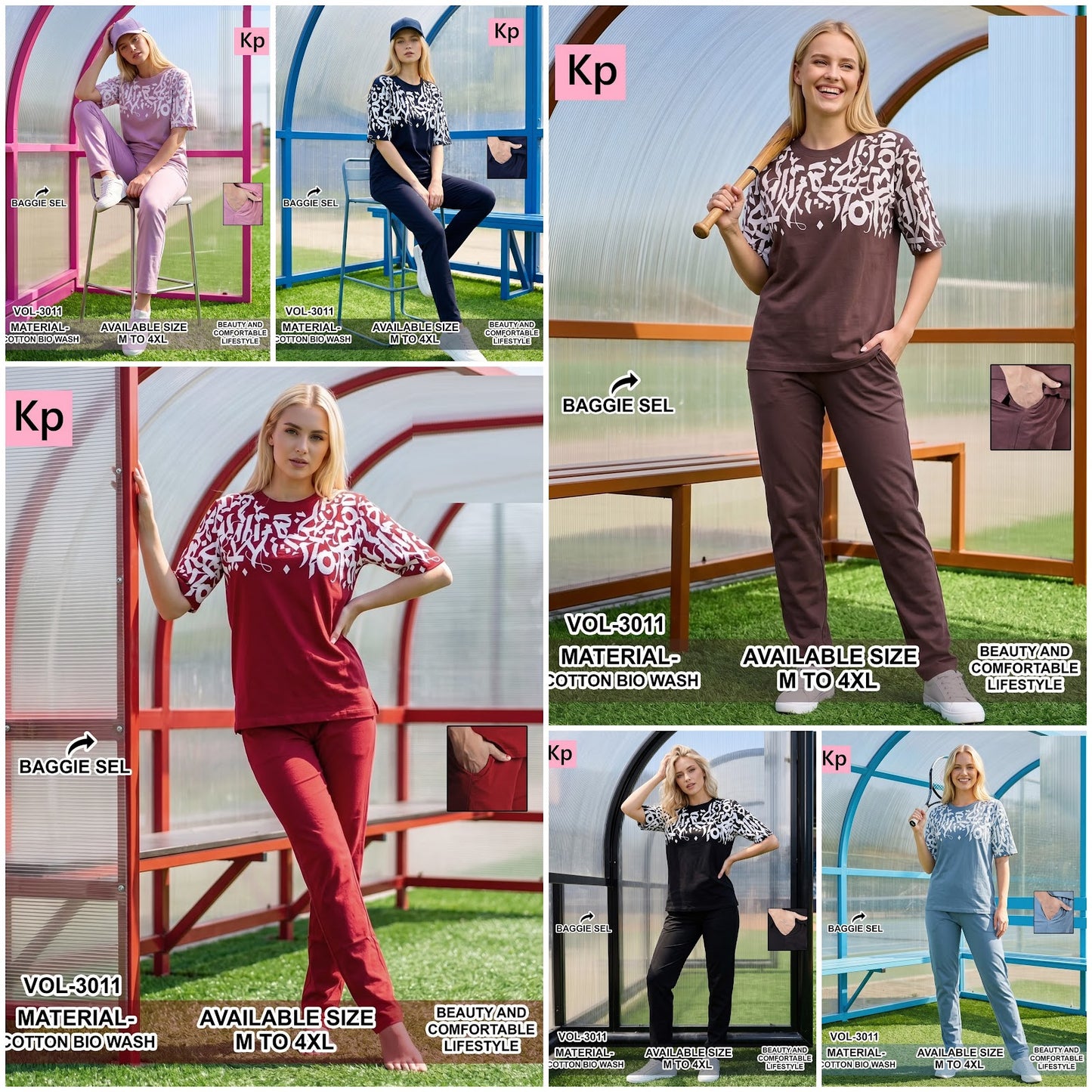 Vol 3011 Plain To Plain Kp Cotton Biowashed Pyjama Night Suits Manufacturer Gujarat
