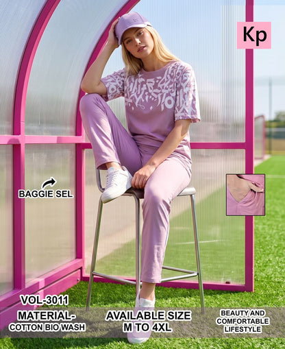 Vol 3011 Plain To Plain Kp Cotton Biowashed Pyjama Night Suits Manufacturer Gujarat