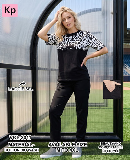 Vol 3011 Plain To Plain Kp Cotton Biowashed Pyjama Night Suits Manufacturer Gujarat