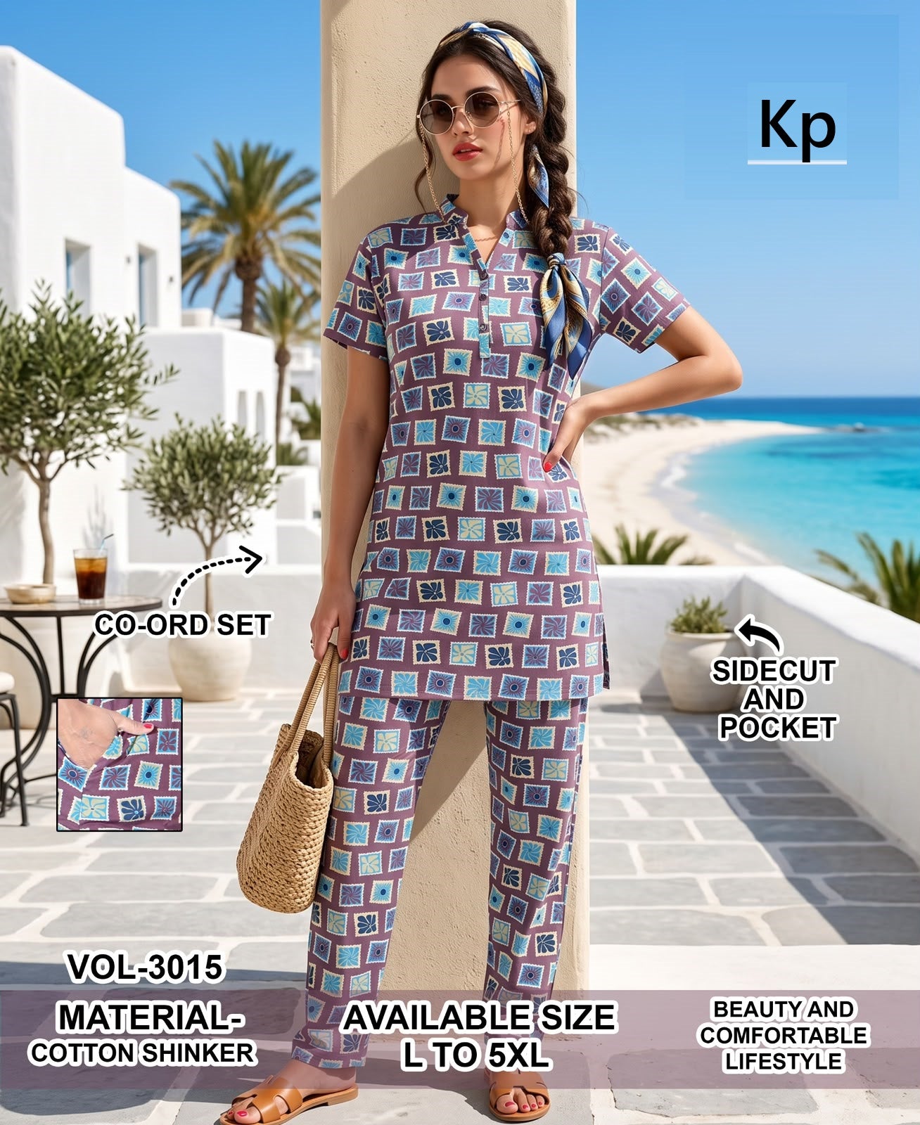 Vol 3015 Kp Cotton Co Ord Set Wholesaler