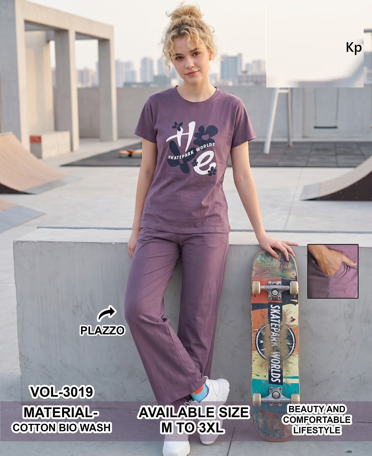 Vol 3019 Plain To Plain Kp Cotton Plazzo Night Suits Wholesaler Gujarat