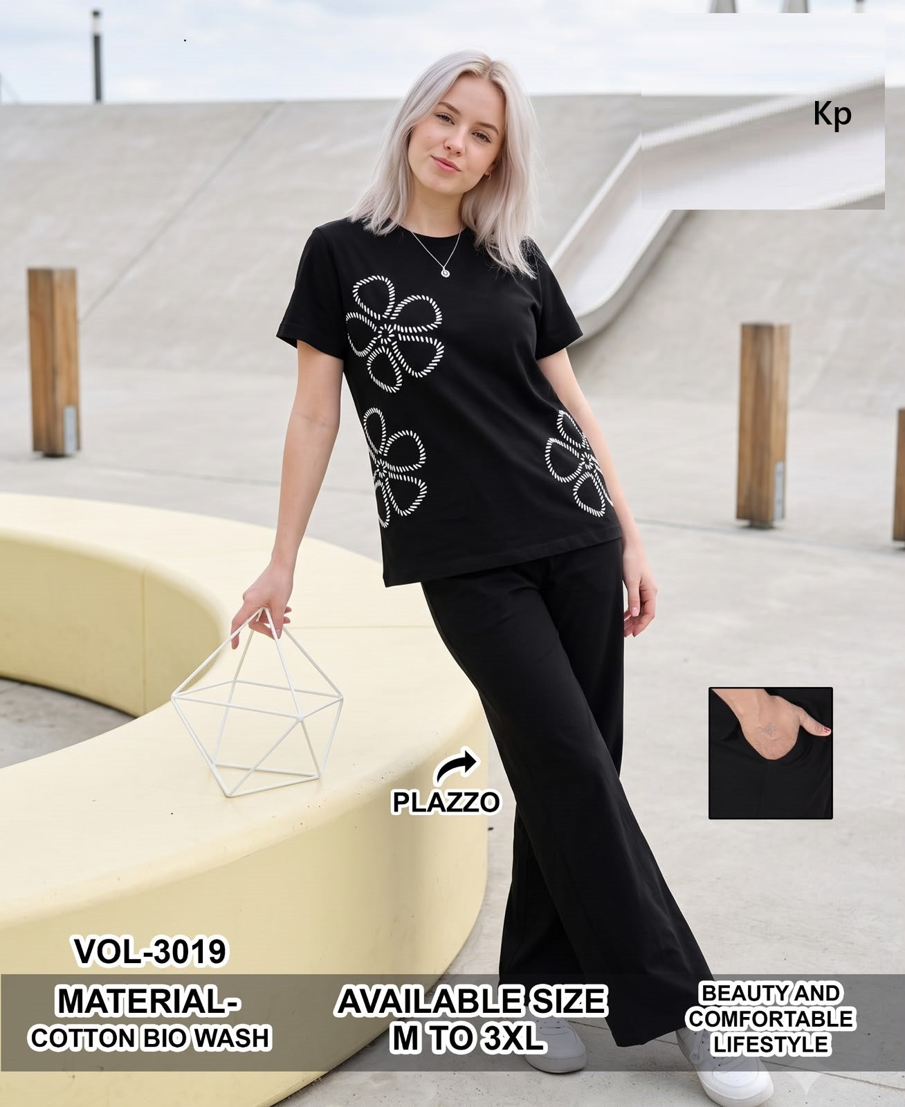 Vol 3019 Plain To Plain Kp Cotton Plazzo Night Suits Wholesaler Gujarat
