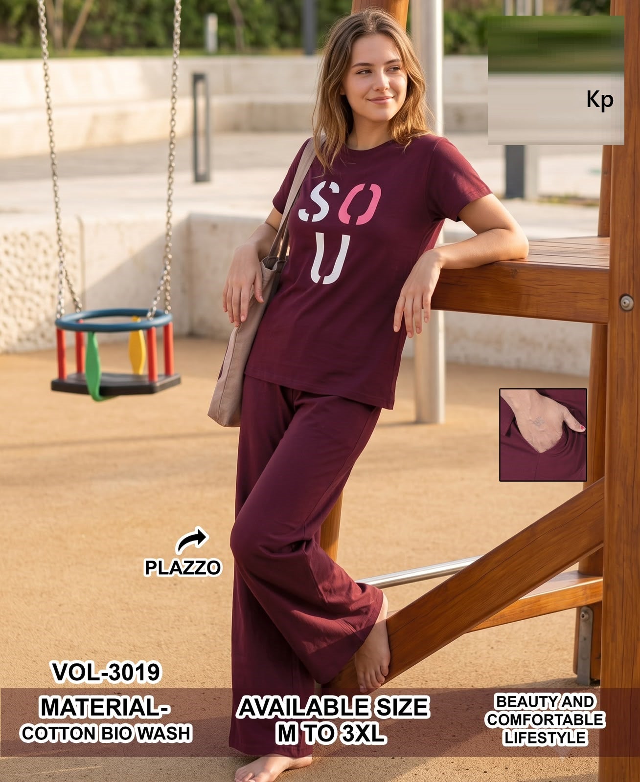 Vol 3019 Plain To Plain Kp Cotton Plazzo Night Suits Wholesaler Gujarat