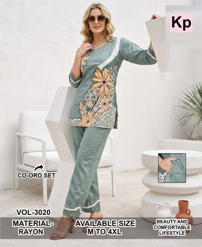 Vol 3020 Kp Rayon Co Ord Set Exporter Gujarat