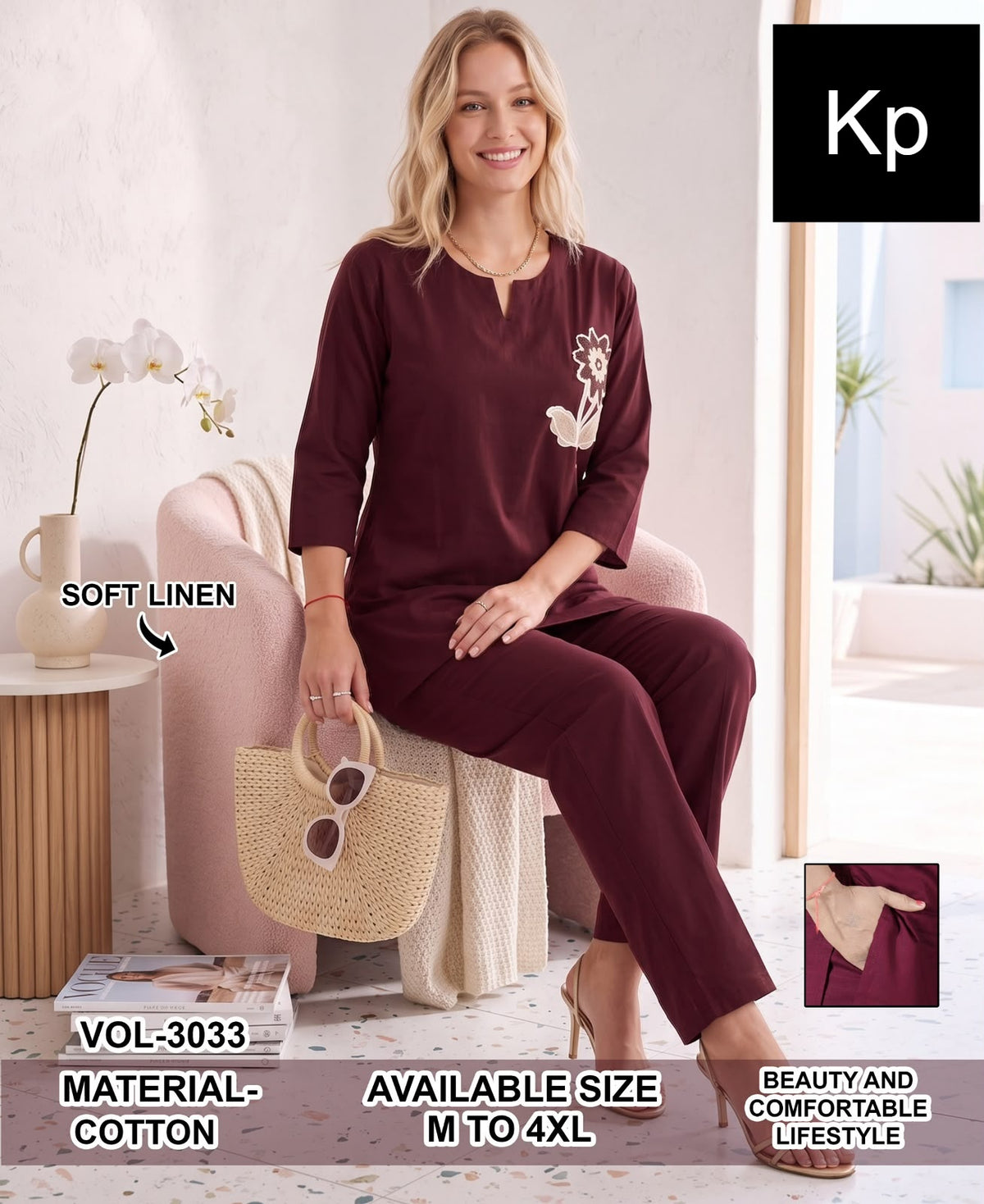 Vol 3033 Kp Linen Co Ord Set Manufacturer Ahmedabad
