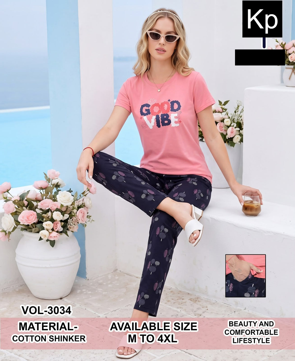 Vol 3034 Kp Cotton Pyjama Night Suits Wholesale Rate