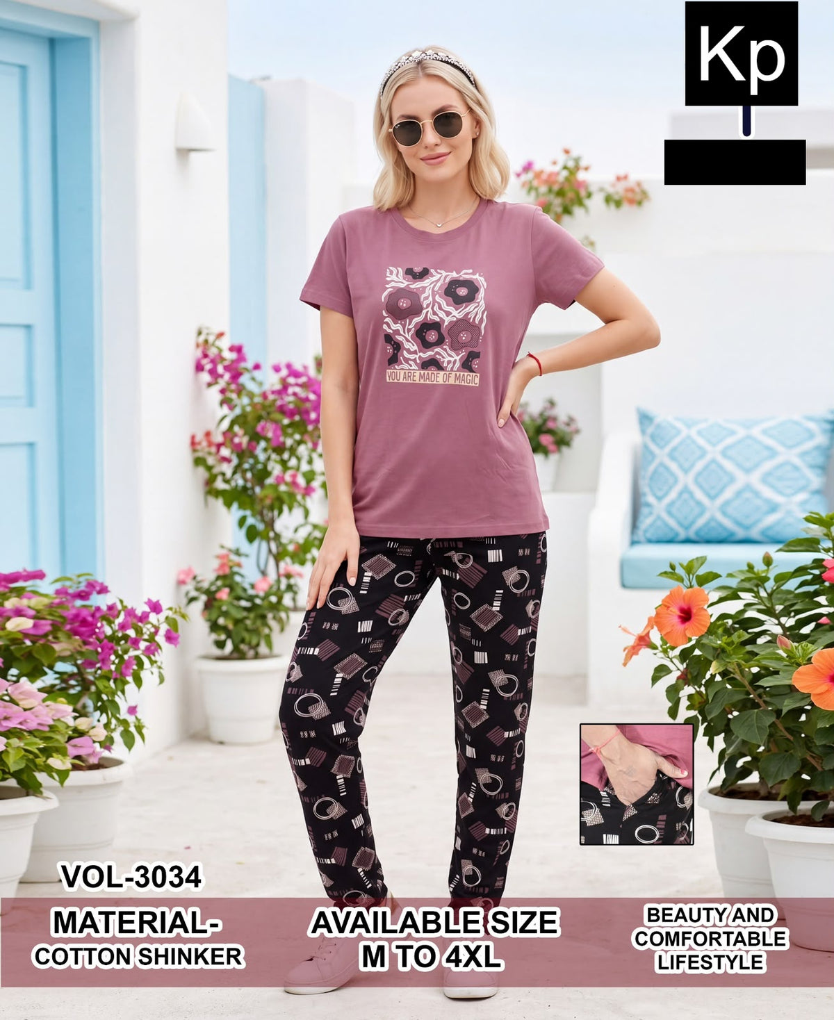 Vol 3034 Kp Cotton Pyjama Night Suits Wholesale Rate