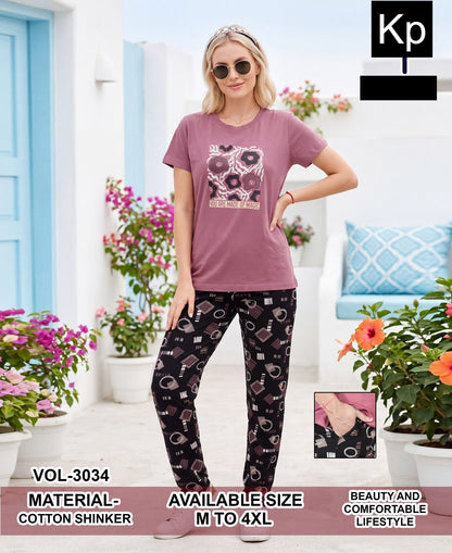 Vol 3034 Kp Cotton Pyjama Night Suits Wholesale Rate
