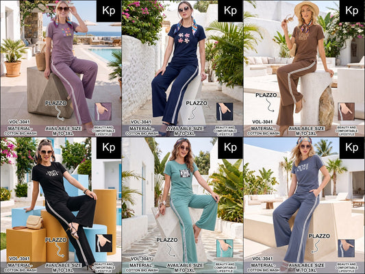 Vol 3041 Kp Cotton Plazzo Night Suits Supplier