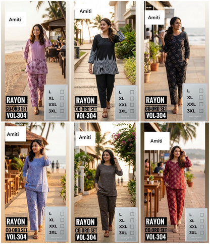 Vol 304 Amiti Reyon Co Ord Set Supplier Gujarat